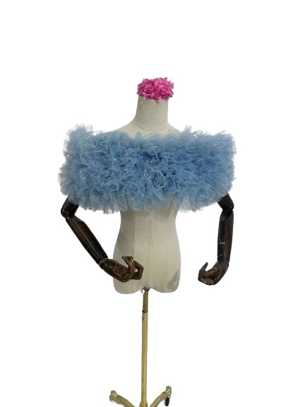 水色 取り外しオフショルダー エレガント 肩出し キラキラチュール 色直し ビスチェ 花嫁/ウェディングドレス 10,058円