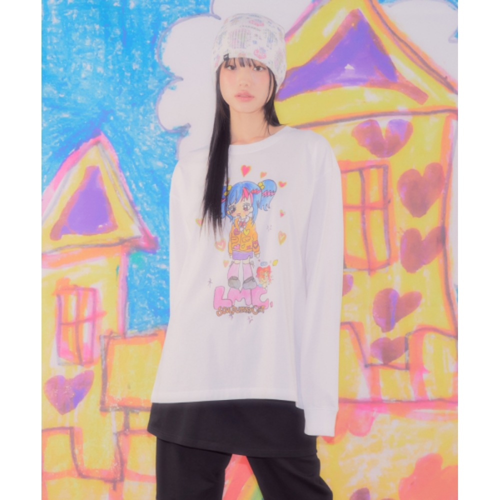 LMC LMC X ソウルプッシーキャットキャンディーガールロングシルバー T シャツホワイト