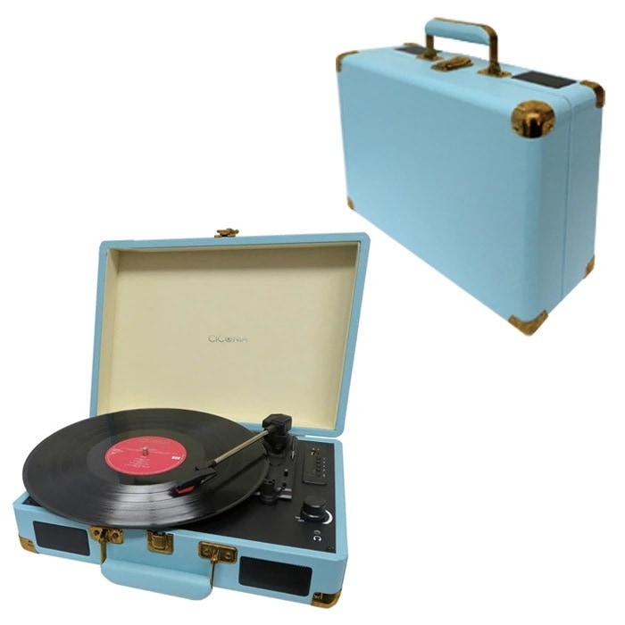 クラシカルレコードプレーヤー TE-1907LB ライトブルー