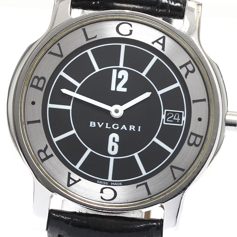 ブルガリ BVLGARI ST35S ソロテンポ デイト クォーツ メンズ 保証書付き_887555【中古】