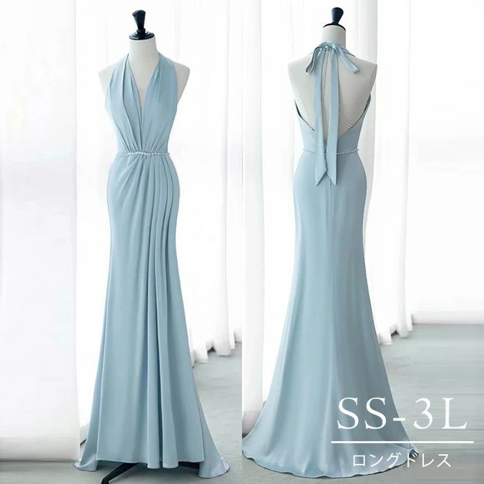 バックレスドレス マーメイド ドレス ホルターネック 大人 ピアノ 発表会 ロングドレス 演奏会 演奏会用ドレス ピアノ発表会 結婚式 高校生 パーティードレス 小さいサイズ 大きいサイズ コンクール