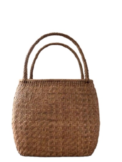 山葡萄 山葡萄かごバッグ 手作り 籠バッグ 網代編み 細ひご 内布あり (約)幅32本体高さ25.5マチ11.5cm