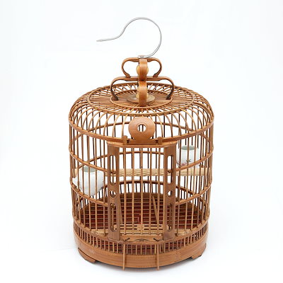 Qoo10] 鳥籠 アンティーク 竹カゴ 丸型 小（直 : 小動物・鳥用品