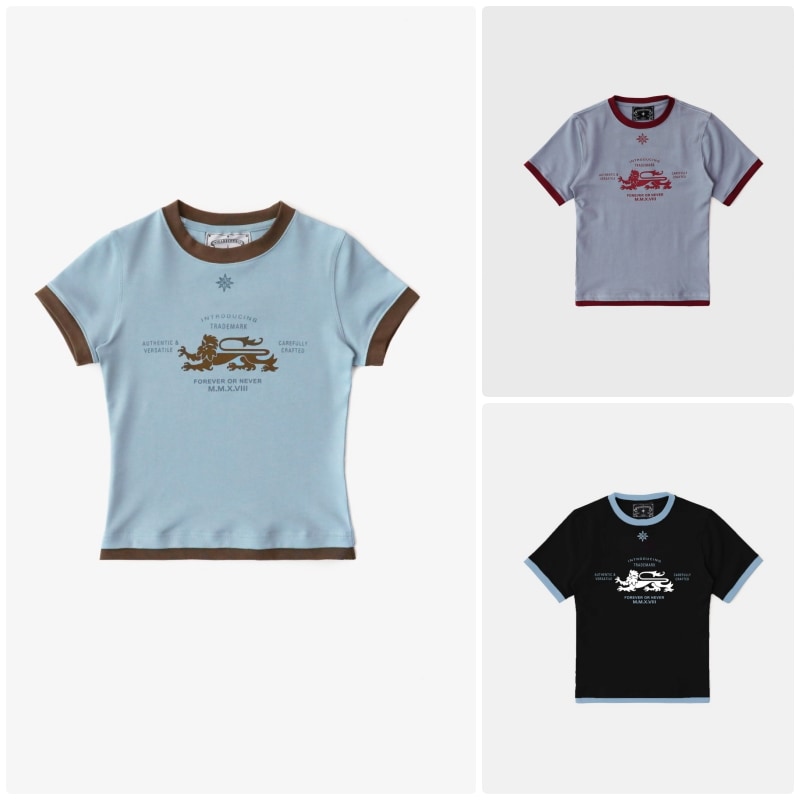 【BADBLOOD】[UNISEX] LION JERSEY RINGER T-SHIRT : 3COLORS