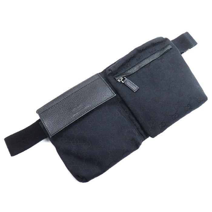 GUCCI グッチ GGキャンバス ベルトバッグ ウエストバッグ ブラック 28566 ボディバッグ メンズ 中古