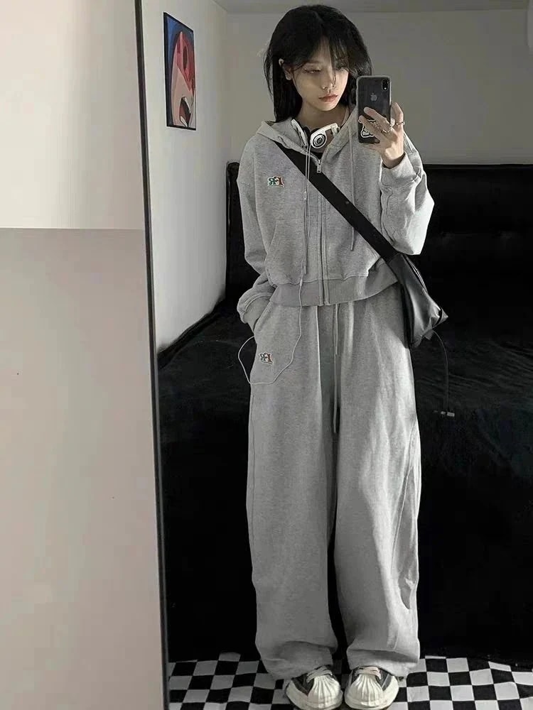 セットアップ 新しいカジュアルなスポーツウェアスーツ女性学生ファッションカーディガンパンツ2点セット