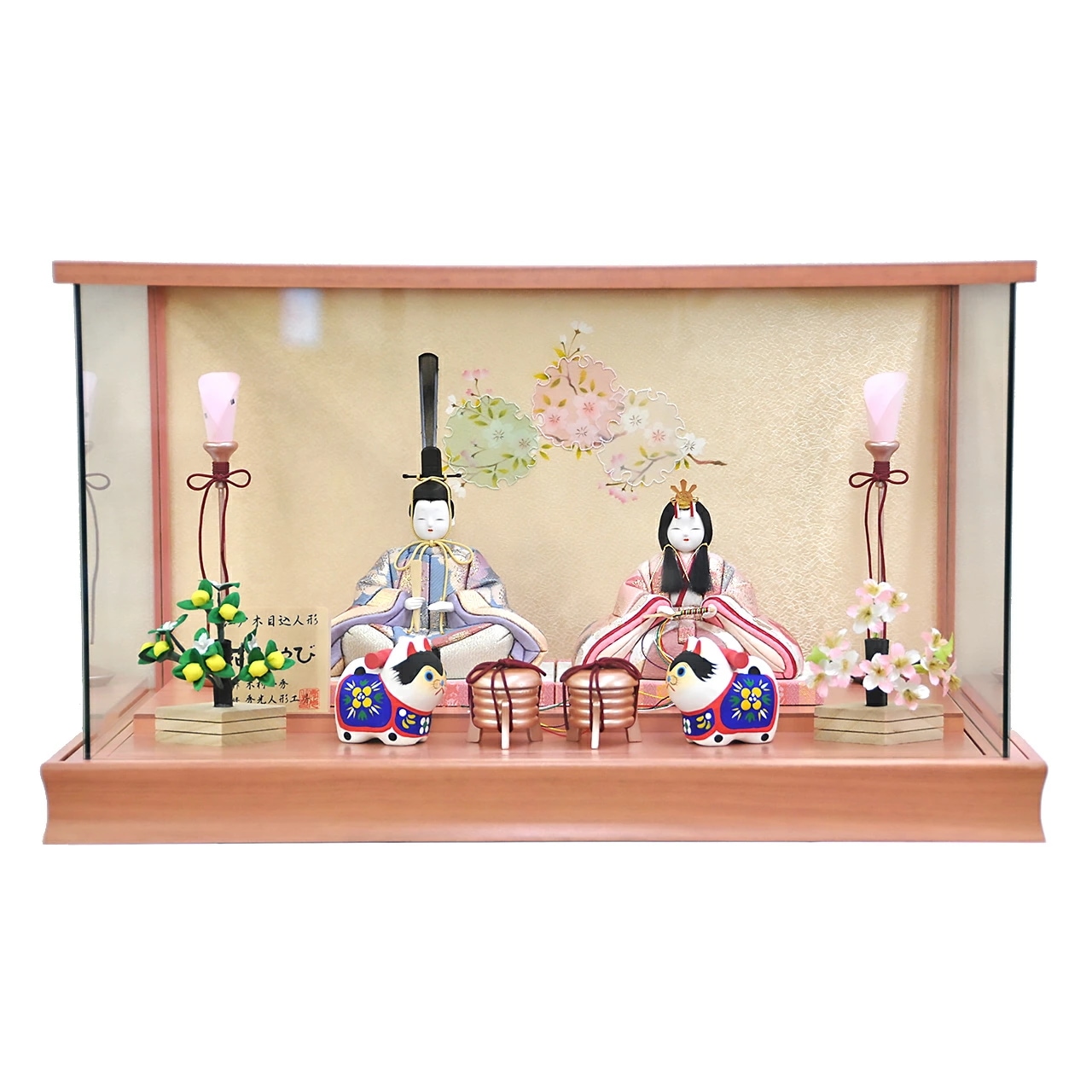 雛人形 ひな人形 お雛様 おひなさま かわいい 手作り 2025年 新作 秀光 限定品 送料無料 コンパクト ミニ 初節句 ひな祭り 木目込 一秀 二人 2人 ケース 親王 ピンク 男雛 女雛 狛犬