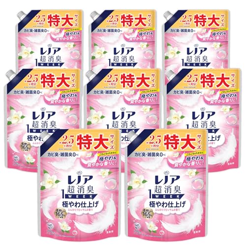 レノア 超消臭1WEEK 柔軟剤 極やわ仕上げ ふんわりブロッサムの香り 詰め替え 770mL×8袋 [ケース品]
