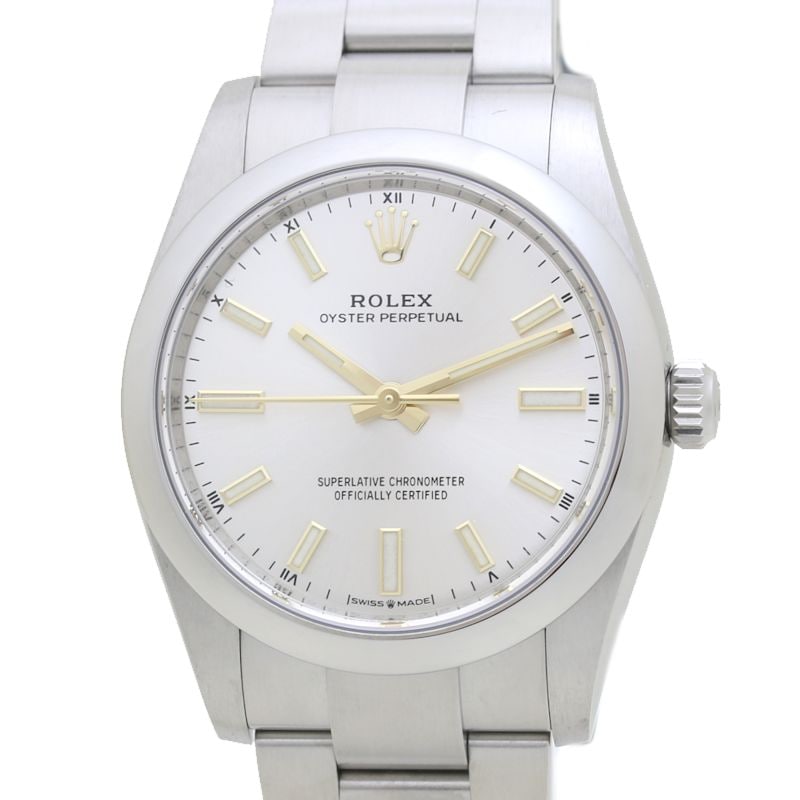 オイスターパーペチュアル34 124200【2021年購入/磨き済】ステンレススチール ボーイズ /39749【中古】【腕時計】