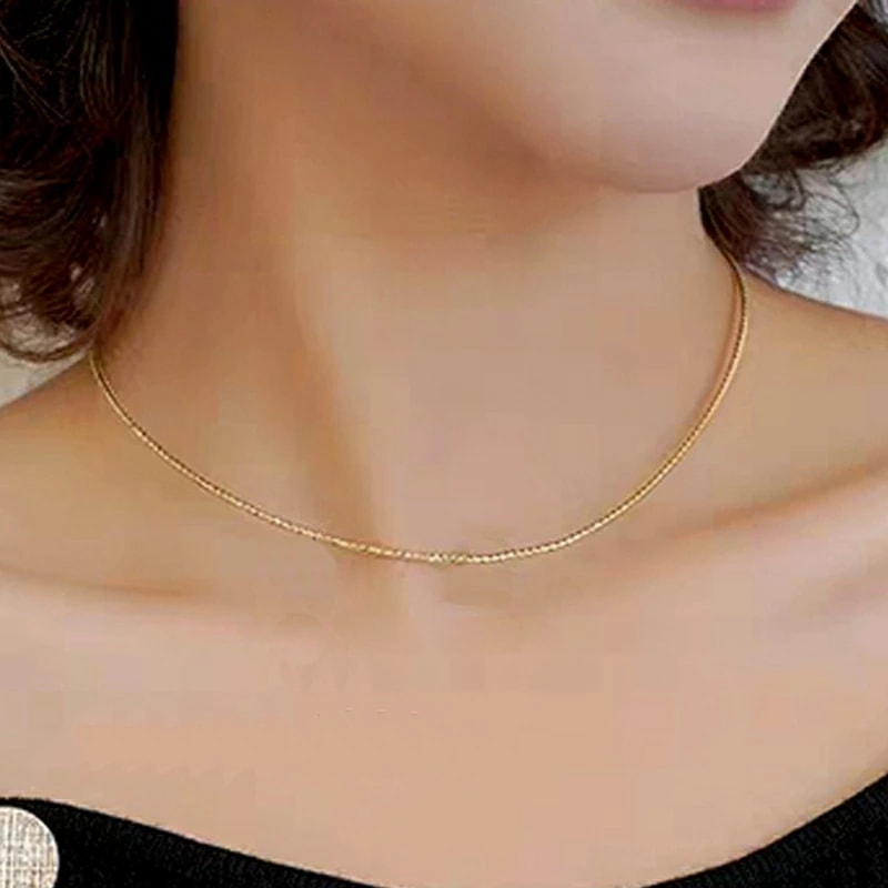 2mm ゴールド&シルバー オメガチェーン サージカルステンレス316L チョーカー 銀色 金色 ミックス ネックレス チェーン固い 固定型 男性 女性 蛇腹 綺麗 首飾り stc00-00095xx