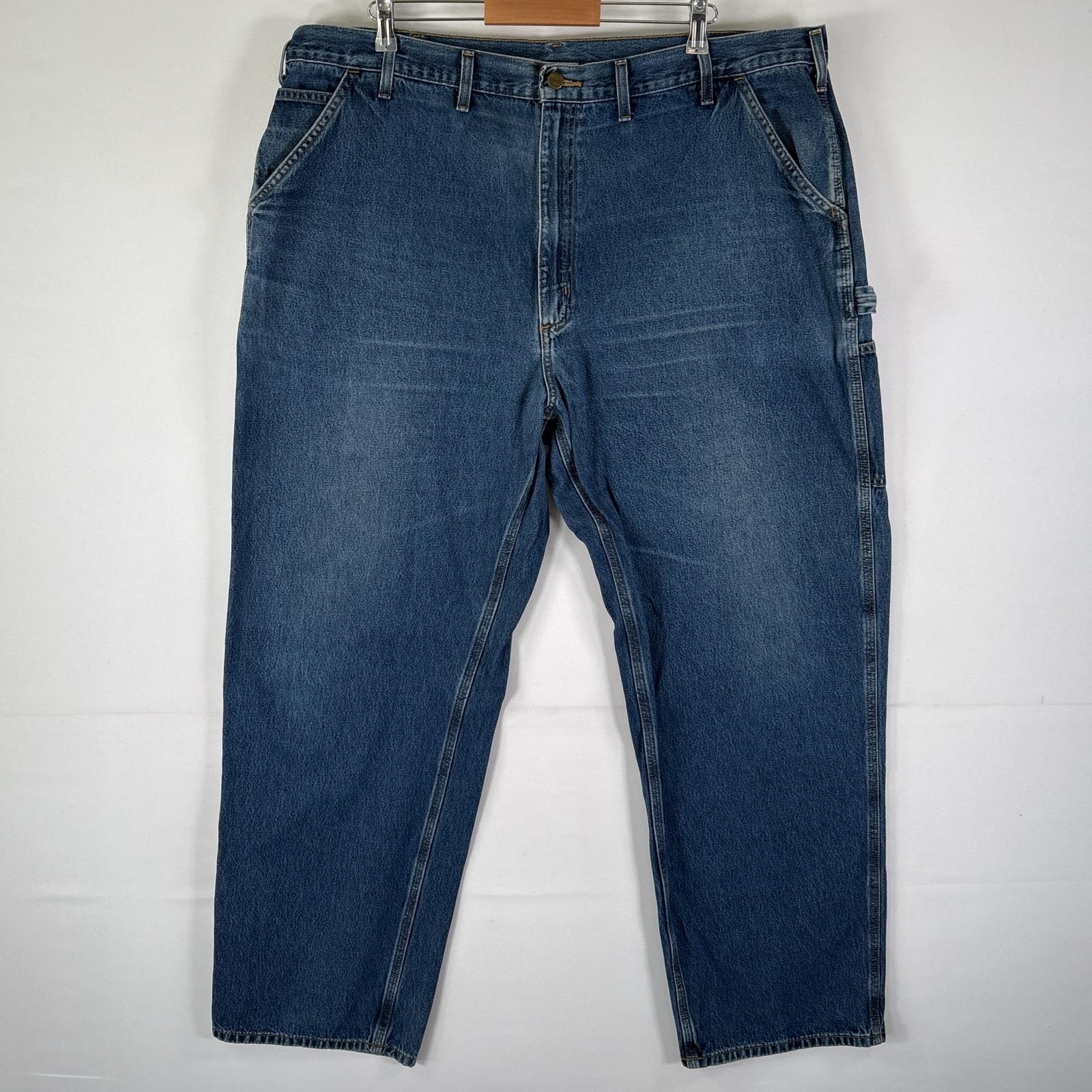 古着 デニムパンツ ペインター ワーク ジップ ジーンズ ジーパン 色落ち w46 L34 ブルー メンズ