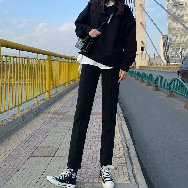 テーパードパンツ 大きいサイズ XL 2XL クロップドパンツ センタープレス ウール 秋 冬 韓国 レディース 九分丈 シンプル 無地 オルチャン きれいめ カジュアル 大人 上品