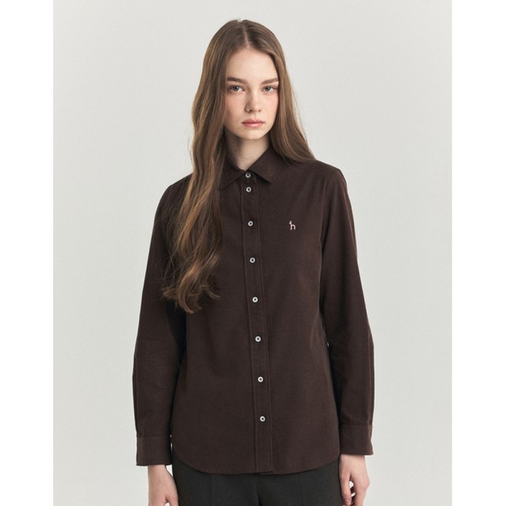 (ヘッジスレディース) 24FW ロングスリーブシャツブラウン HSSH4D903W2