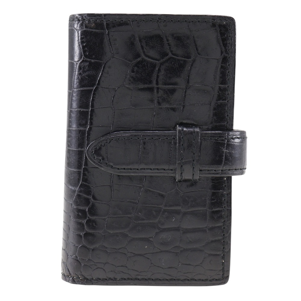 キーリング付き コインケース クロコダイル 黒 ユニセックス 中古品