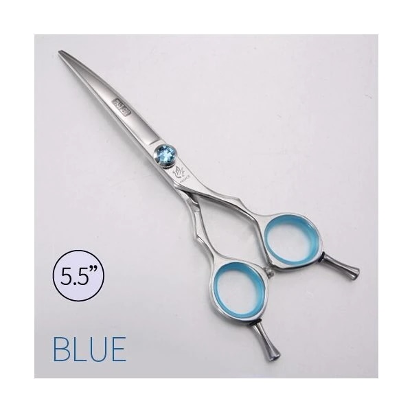 Fenice新着プロフェッショナル5.5インチ6インチペット犬小動物グルーミングヘアカットカーブハサミ Blue 5 point 5 inch