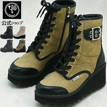 ヨースケ 厚底スニーカー レースアップブーツ レディース 歩きやすい 7.0cm 厚底ウェッジヒール 【公式SHOP特典キズ補修液付】