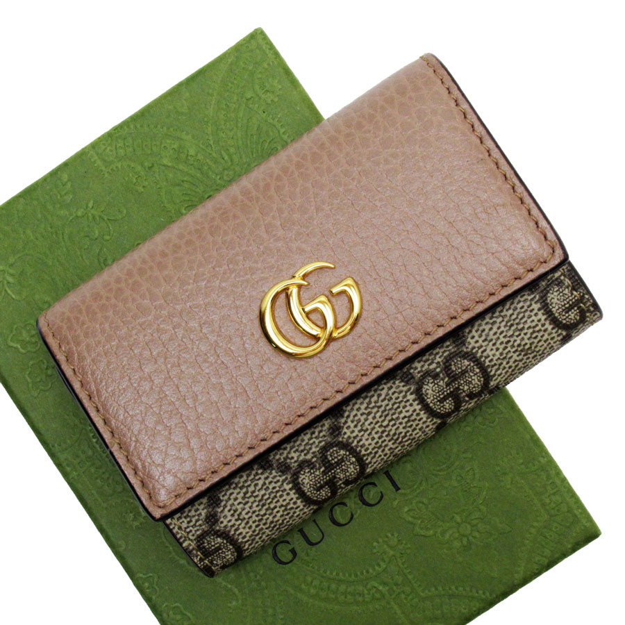 グッチ GUCCI キーケース GGマーモント GGスプリームキャンバス/レザー ベージュブラウン ゴールド ユニセックス 456118 w0793g
