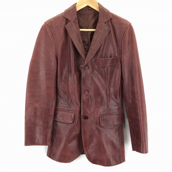 ACDCRAG本革/レザーテーラードジャケット【32/Womens size-S/赤】内ポケット/サイドベンツ/ACDCラグBC348L