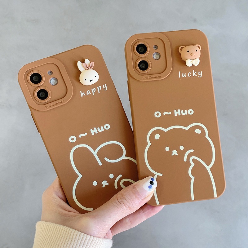 定期入れの 国境を越えて適用可能なiPhone13Pro携帯電話ケースアップル12かわいい漫画塗装クマとウサギの その他 iPhone ケース