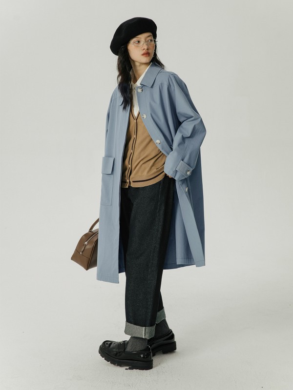 オモント エッグタルト ラペル ウィンドブレーカー ジャケット レディース 2023 新スタイル ハイエンド 気質 ゆったり ミドル丈 ジャケット