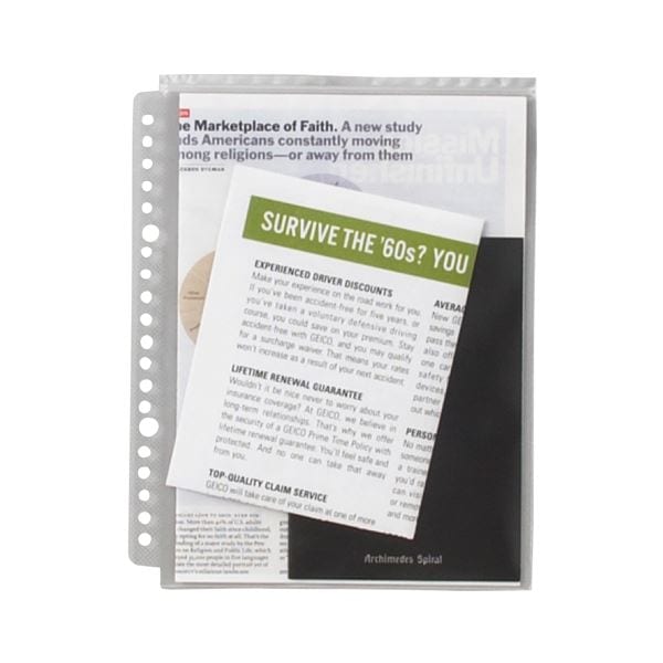 （まとめ）ライオン事務器 安心チャックポケットA5タテ 2・20穴 AP-A5 1パック(5枚) (×10セット)