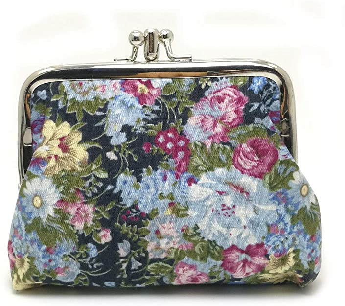 キュートフローラルバックルコイン財布ビンテージポーチキスロック小銭入れ財布#009 4,663円