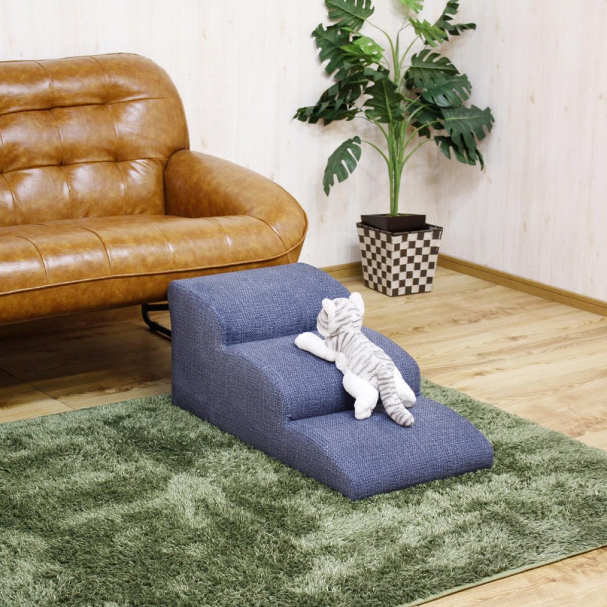 【I】【送料無料】後藤家具物産 ドックステップ3段 DS-STEP-3 ブルー　ペット家具 踏み台【代引き不可】【離島不可】
