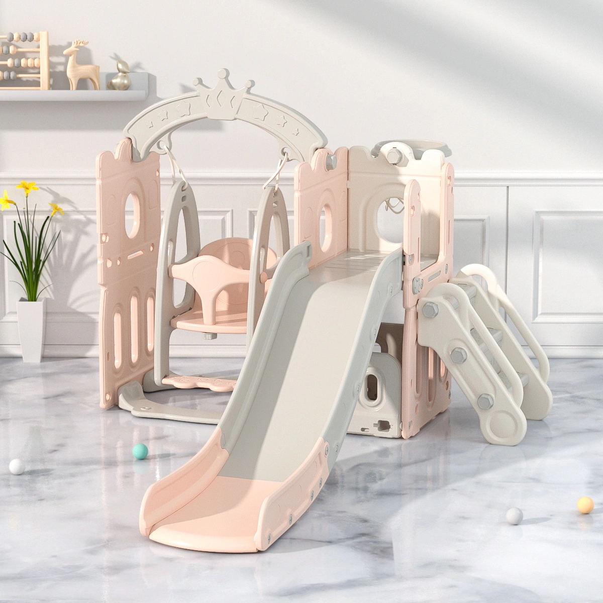 1384滑り台 すべり台 ブランコ スイング 大型遊具 すべりだい 収納スペース スライダー 室内 遊具 キッズ キッズパーク 子供 バスケットゴール 子供 誕生日プレゼント