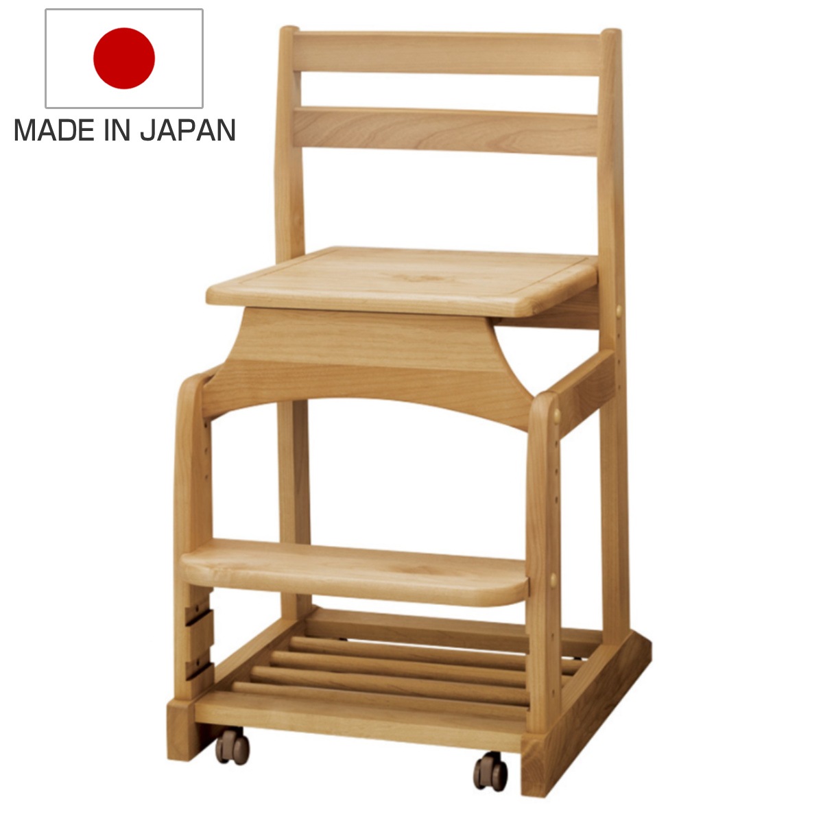 学習椅子 勉強椅子 板座タイプ リビングダイニング学習 沈み込みキャスター ダック デスクチェア 学習チェア ダイニングチェア 高さ調節 子供 椅子 足置き 木製 天然木 アルダー材 イス 21,073円