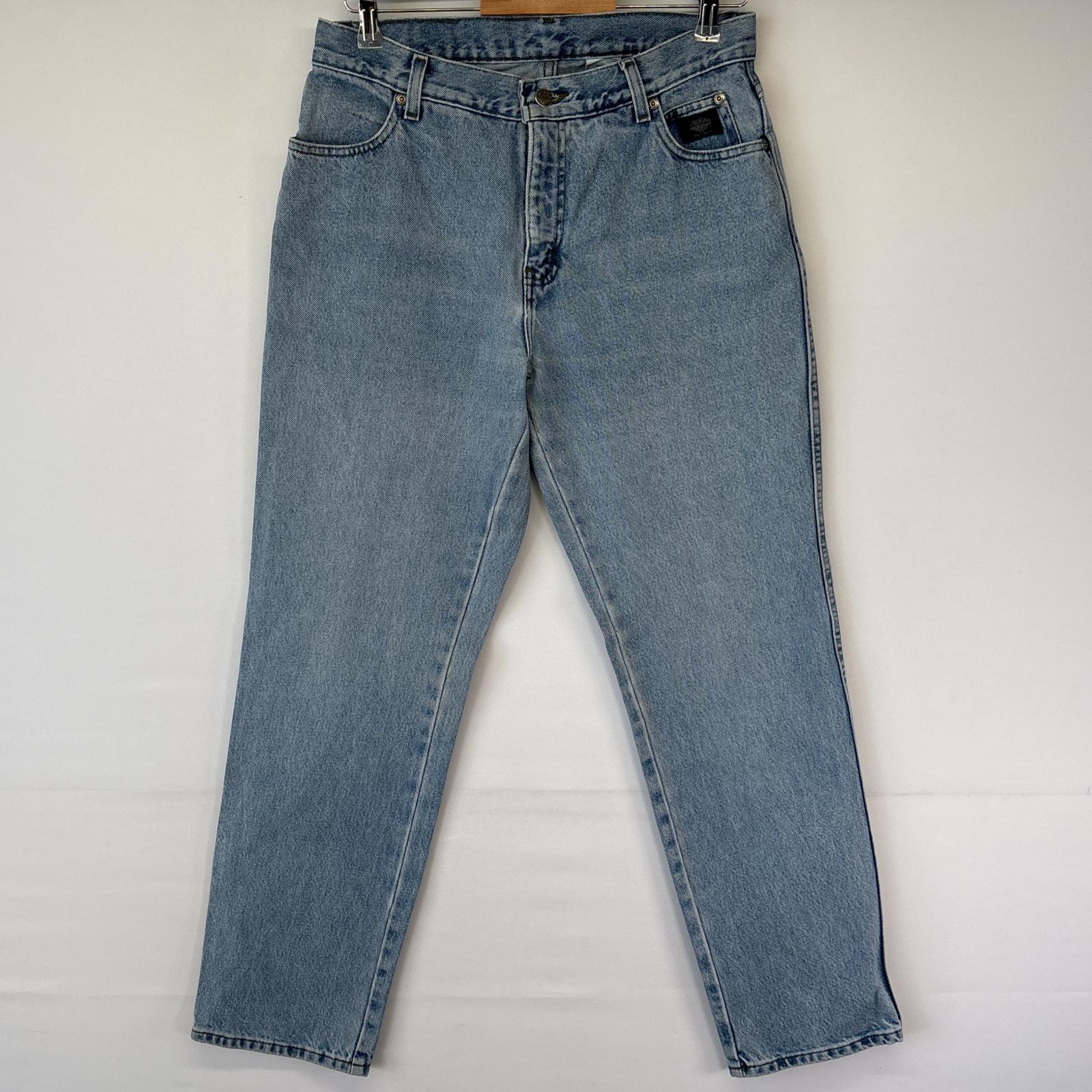 古着 デニムパンツ ジーンズ 5ポケット ジッパーフライ 革パッチ ジーパン ブルー メンズ