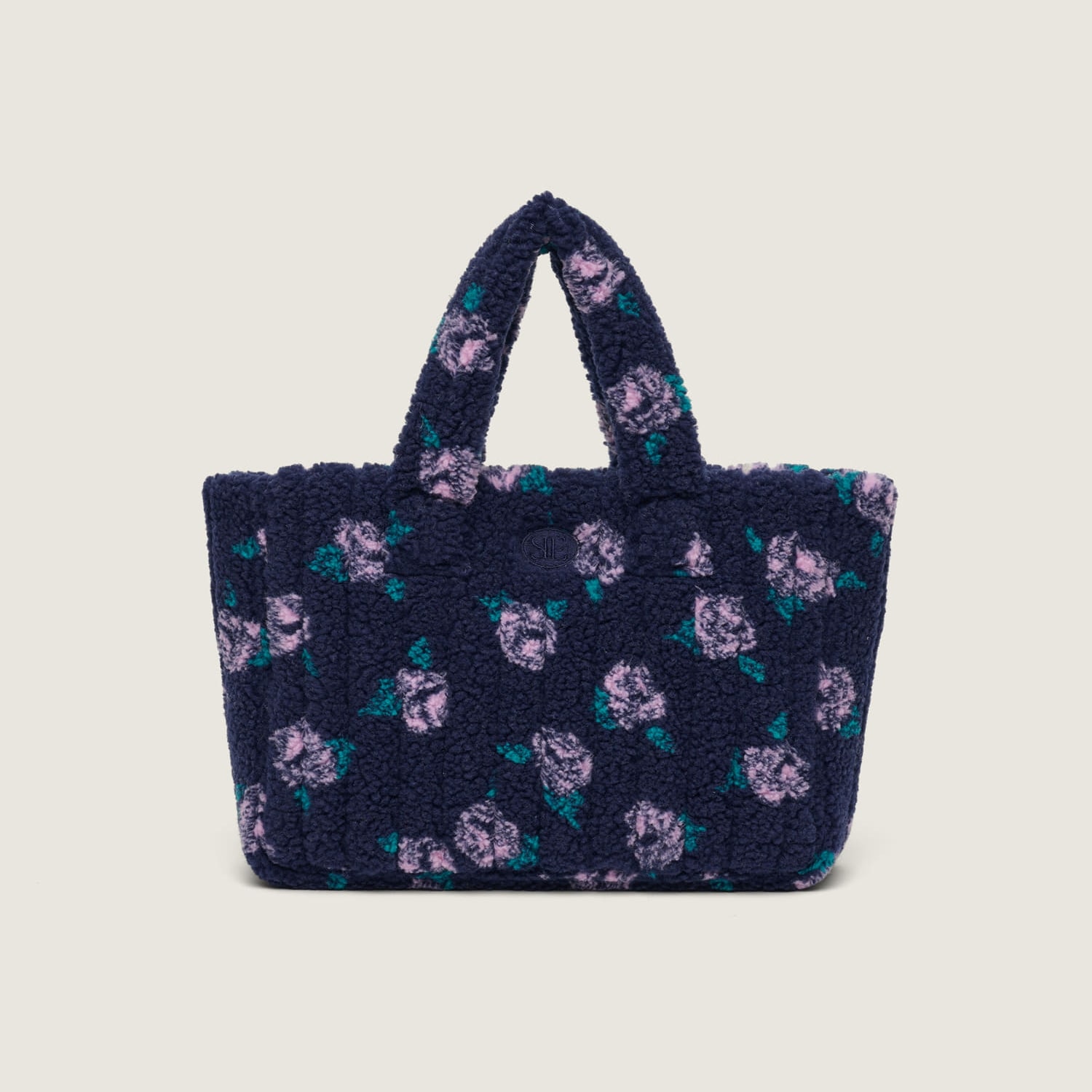 【韓国人気】Rose Fleece Padding Bag Navy モコモコ ボアフリース キルティングバッグ 「正規品」