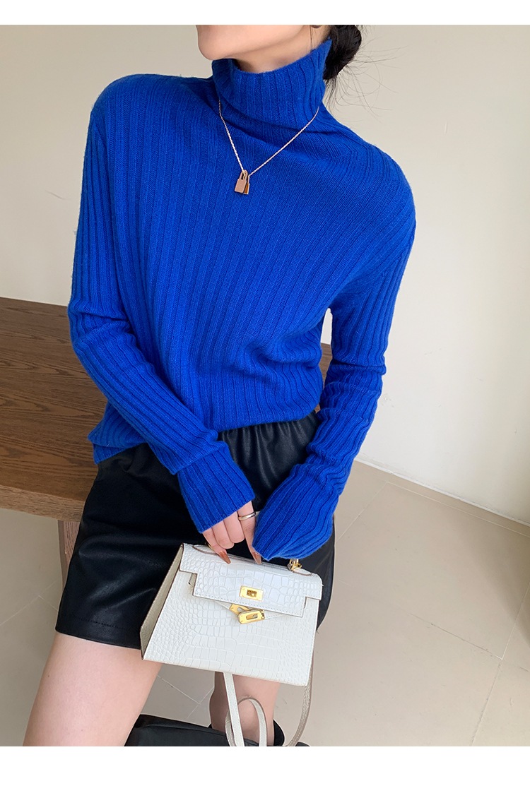 レディース ファッション タートルネック セーター 女性 秋 冬 ソフト ワックス インナー ニット シャツ トップ ブルー ＳＭＬXL トップス 袖あり かわいい 大人可愛い きれいめ シンプル