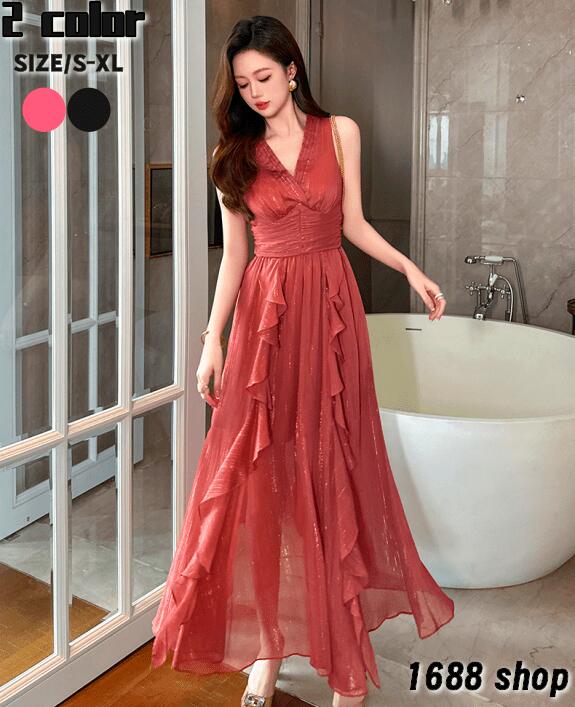 【本日限定】2025 タイトワンピース 姫系ワンピース　花柄　ワンピース インポート ひざ丈 ミドル丈 エレガント　韓国ファッション シンプル Vネック パーティドレス ノースリープ　お嬢様 セクシー