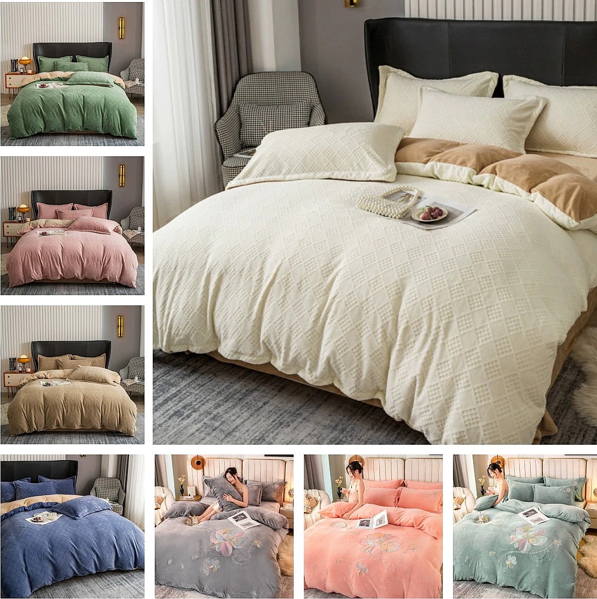 韓国ファッション 布団カバー セット 布団 シーツシンプルデザイン　北欧 寝具冬のベッド用品サン シングル セミダブルクイーン