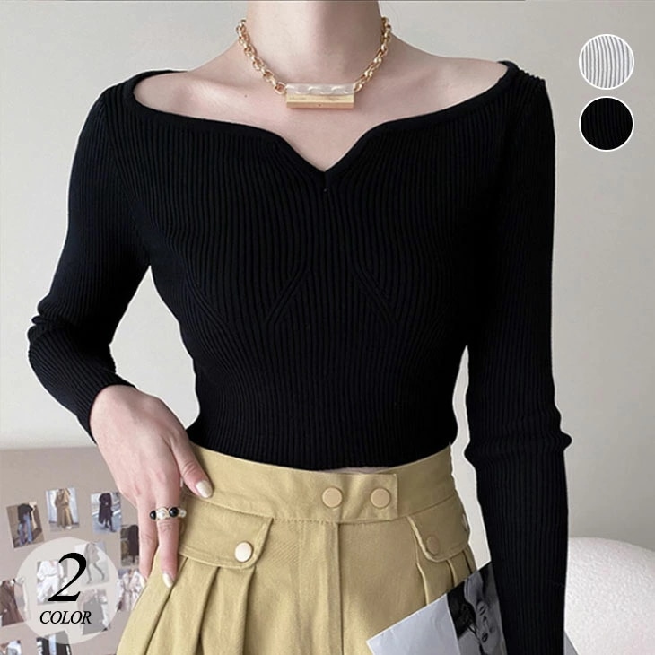 クーポン利用で半額 ショート丈 ニット セーター スリムフィット レディース 秋 冬 トップス インナー 長袖 ニットセーター シンプル タイト カジュアル リブニット 長袖トップス 韓国ファッション