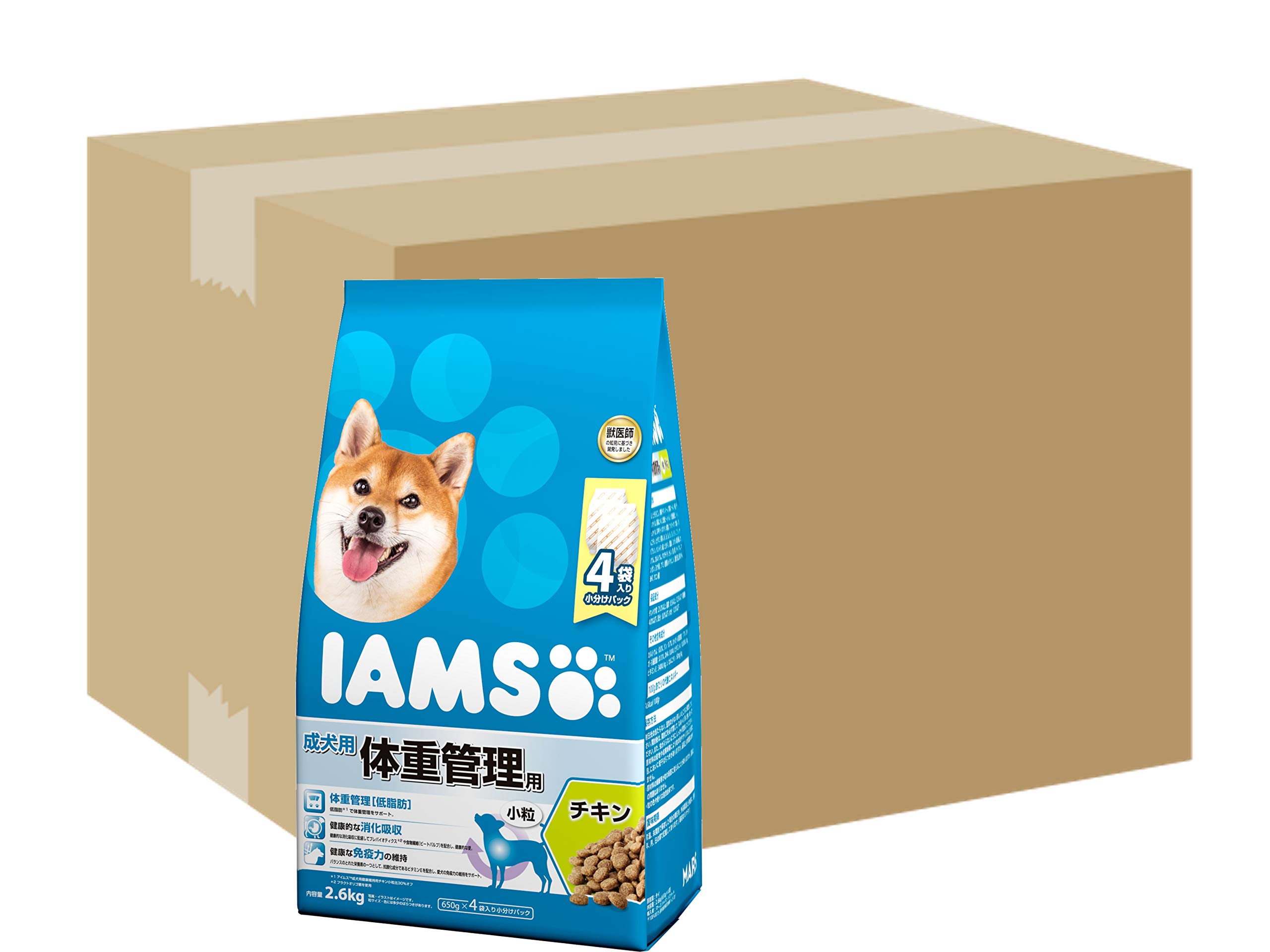 アイムス (IAMS) ドッグフード 体重管理用 小粒 チキン 成犬用 2.6キログラム (x 4) (ケース販売)