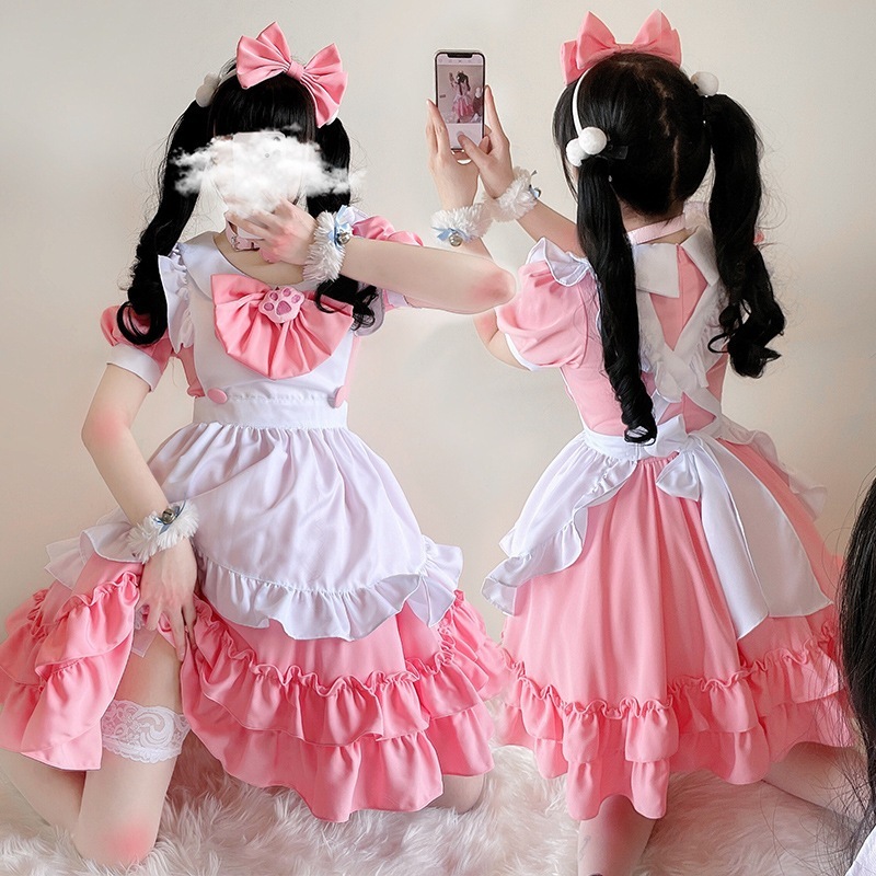 アリスロリータメイドコスチュームかわいいプリンセスロリータ日本のピンクのソフトガールメイドサービス女性サービスふくらんだスカート