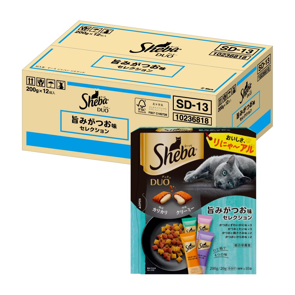 シーバ (Sheba) デュオ キャットフード 旨みがつお味セレクション 成猫用 200g×12個(ケース買い)