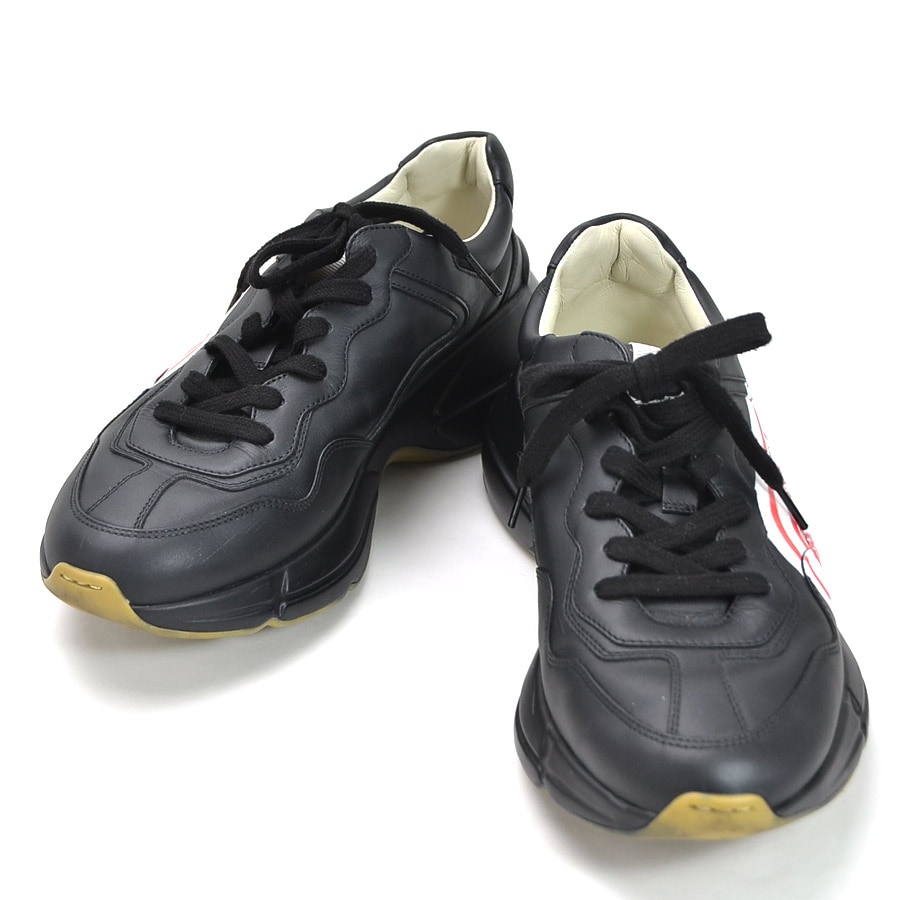 グッチ GUCCI スニーカー Rhyton sneaker Black Print レザー ブラック メンズ 523609 i0466