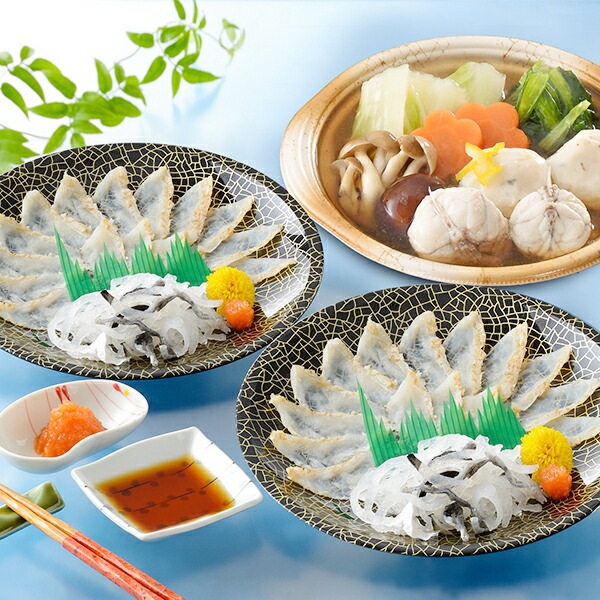 ギフト ふぐ フグ 送料無料 「関とら本店」真ふくたたき刺身＆真ふく寄せ鍋 個食鍋 セット 冷凍便 2480086『SKT』 詰め合わせ お取り寄せグルメ セット 誕生日 お祝い 内祝い【内祝い
