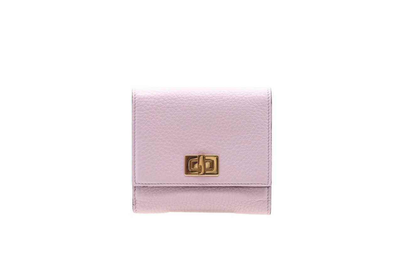 3日以内返品可 極美品 二つ折り財布 ピーカブー レザー セレリア コンパクトウォレット 8M0438 ピンク レザー レディース