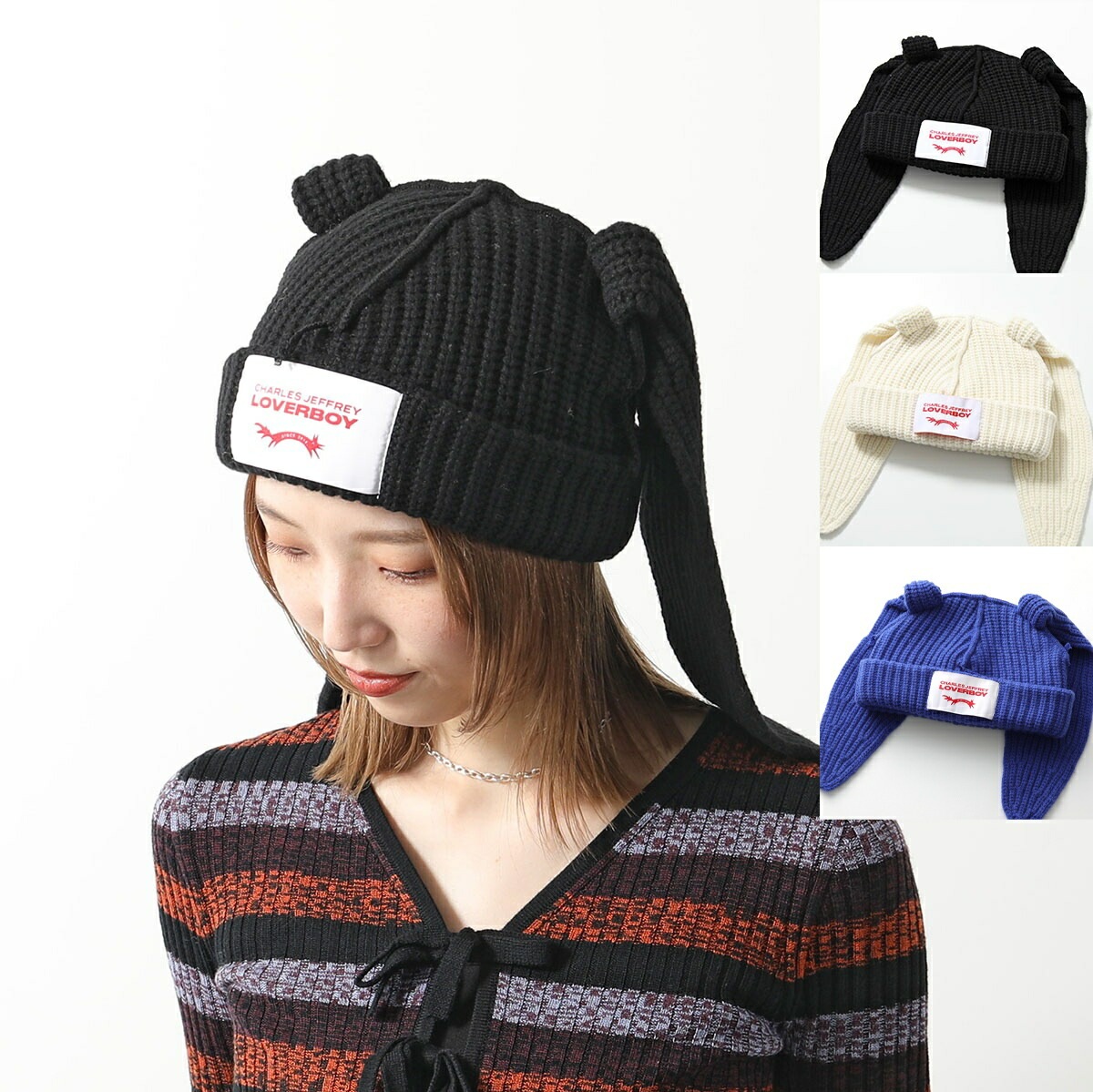 CHARLES JEFFREY LOVERBOY チャールズジェフリーラバーボーイ ニット帽 CHUNKY RABBIT BEANIE 032131101 032131102 041130301 帽子