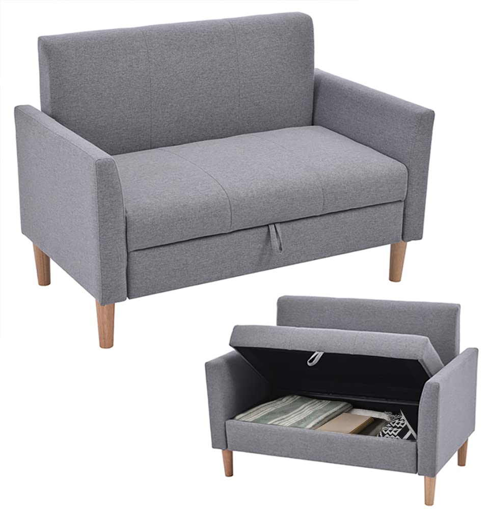 二人がけ ソファー 収納付き 2人 二人掛け シンプル カウチ 一人暮らし コンパクト 2人掛け ソファ 二人用 ローソファー sofa 軽量 おしゃれ 肘付き 幅約106m (グレー)