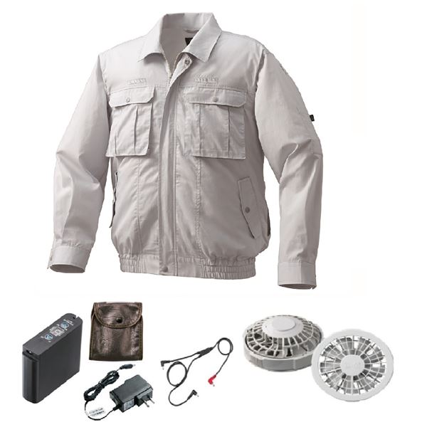 KU92100 空調服 綿/ポリ混紡 フルハーネス仕様 FAN2200G/LIPRO2 銀 3L