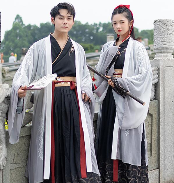 コスプレ衣装 漢服 メンズコスム 上下セット 羽織 レディース チャイナ服 唐装 中華服 華流 コスム 舞台 ステージ衣装 ハロウィン 衣装 交差ブラウス 巻きスカート 袴風 時代劇 コス