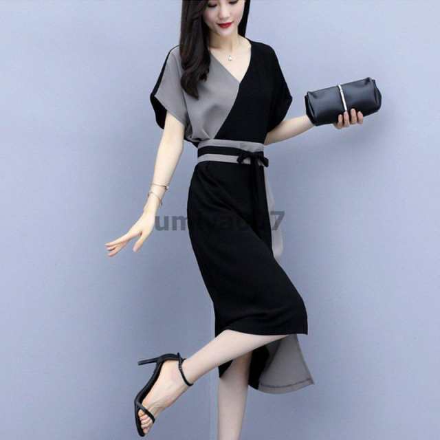 ワンピースレディースきれいめ 20代 夏 おしゃれ ベルト マキシ フレアワンピース ロングワンピース 半袖 涼しい フレア 7,601円