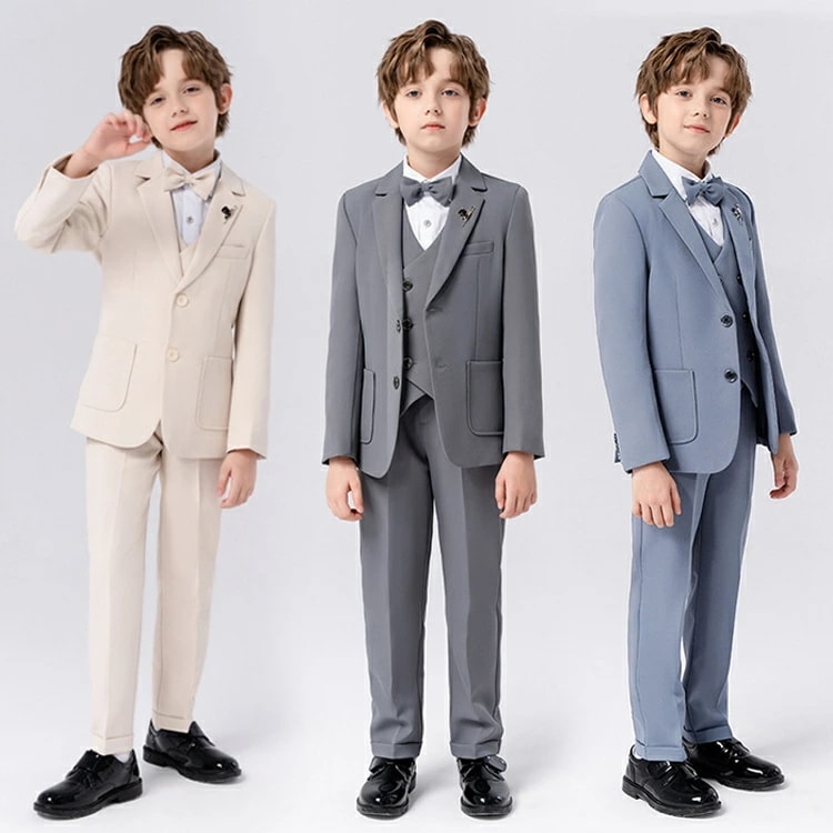 卒業式 スーツ 男の子 韓国 無地 ベージュ ブルー グレー スーツ 子供 フォーマル スーツ 入学式 卒園式 キッズスーツ 七五三 子供服 長袖 キッズ スーツ一式 フォーマルウェア セットアップ
