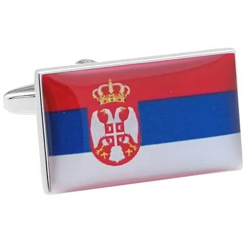 カフスボタン セルビア 国旗 カフス カフリンクス