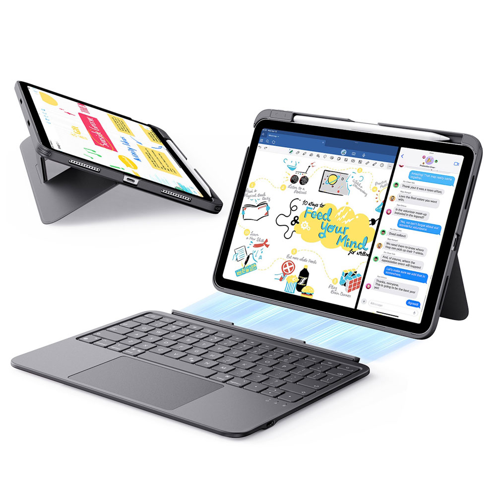ESR ES28335 iPad(A16/第10世代)用 FLEX 着脱式キーボードケース（ダークグレー） ES28335