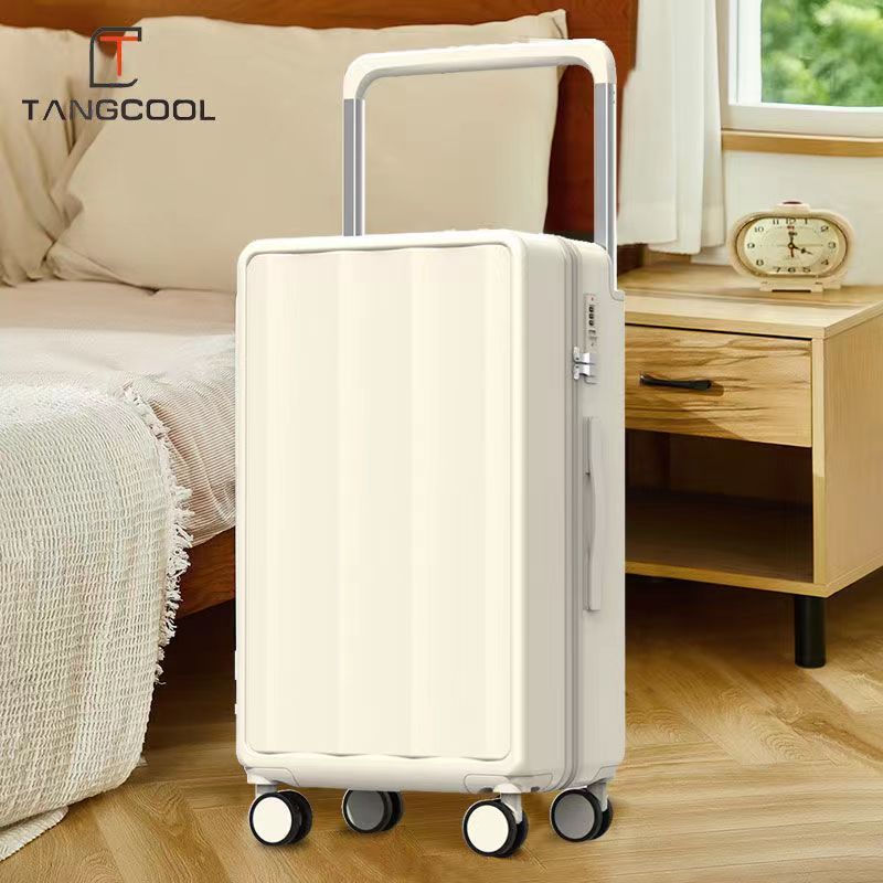 【人気商品】多機能スーツケース ワイドトロリーファッションスーツケース 強くて丈夫な女子高生トロリースーツケース 男性用高価値レザースーツケース r n1001- クラウド ホワイト [充電インターフ